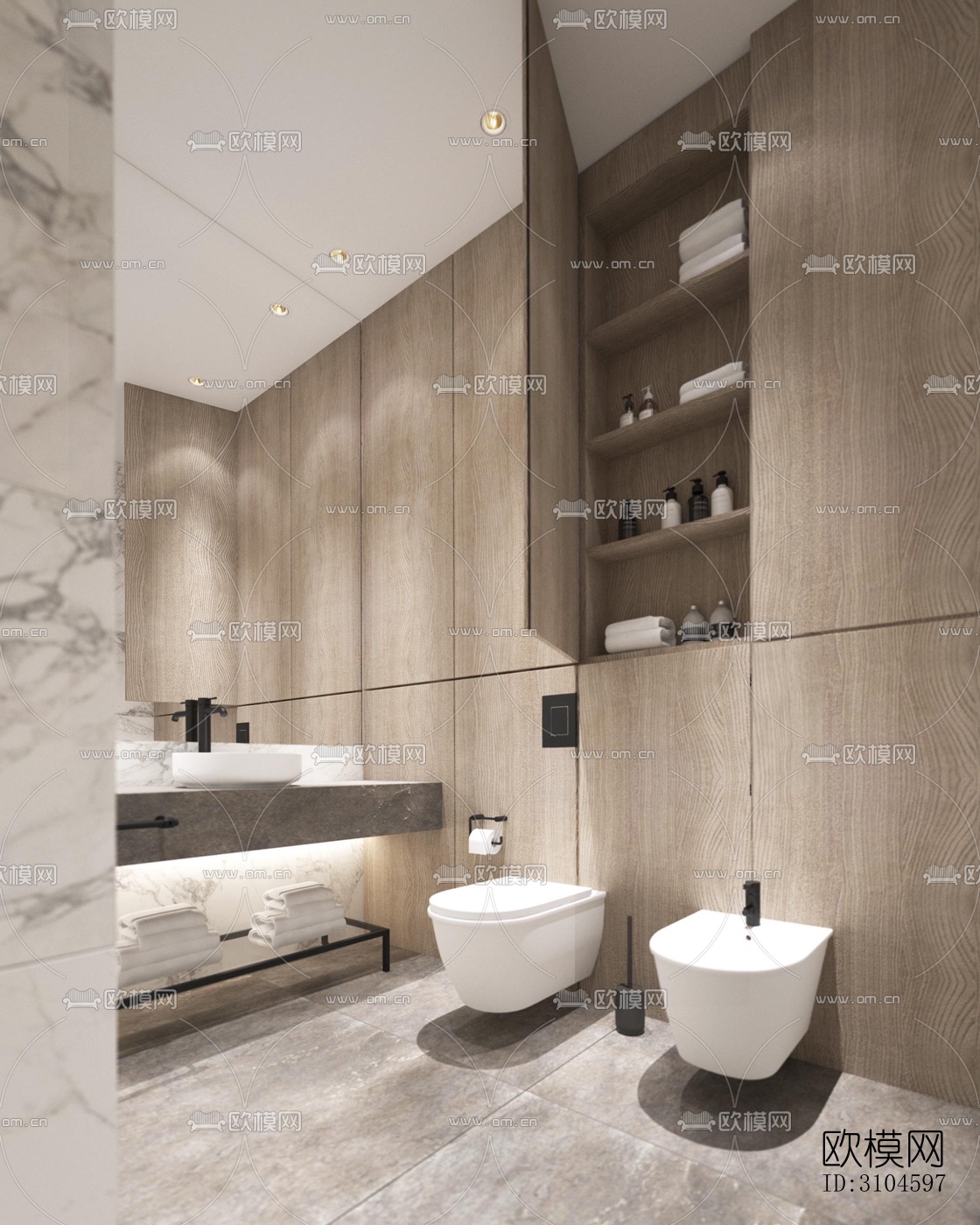现代卫生间效果图下载（渲染图1）
