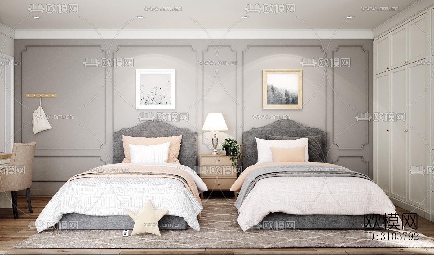 北欧儿童房效果图下载（渲染图2）