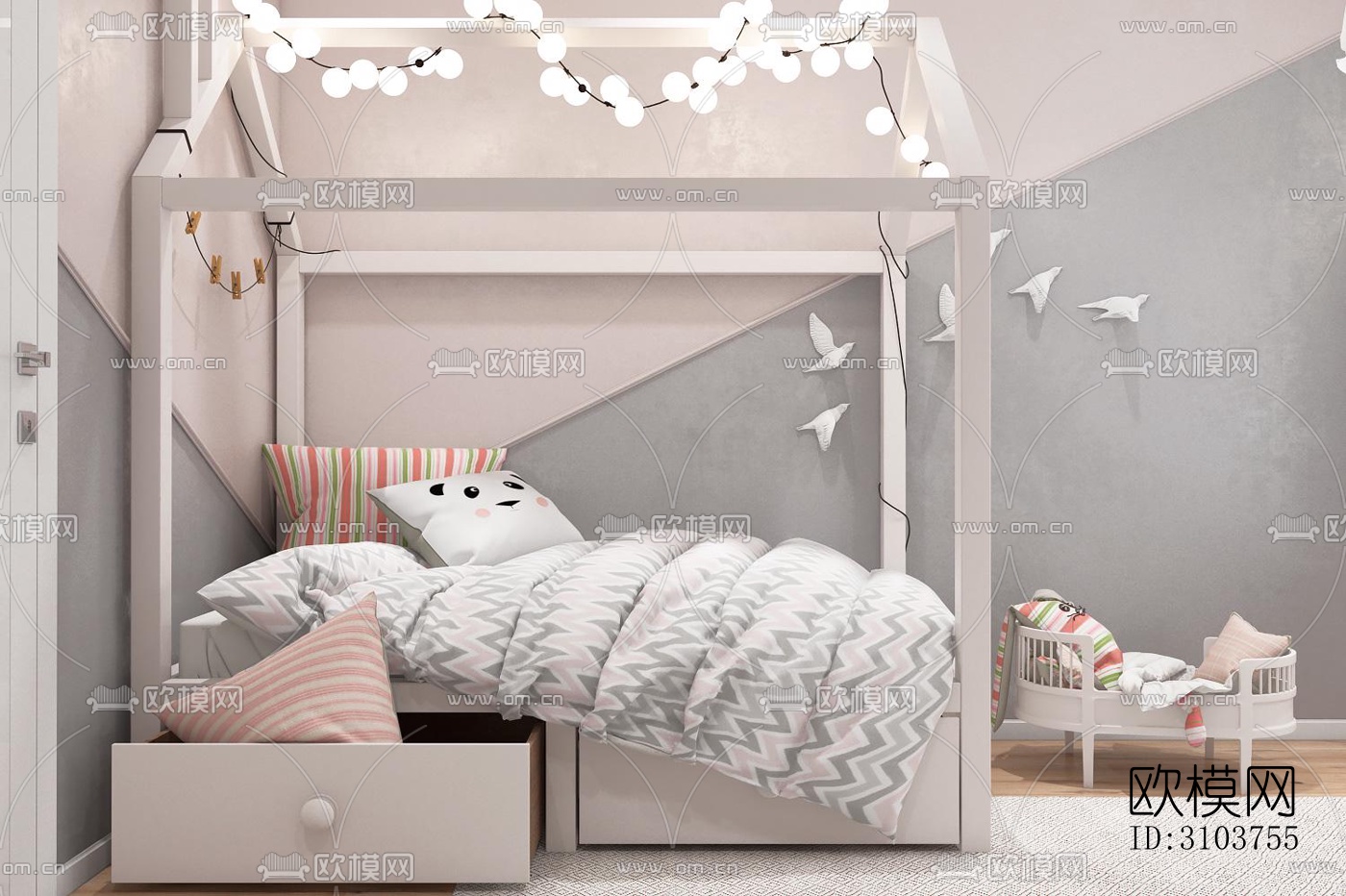 北欧儿童房效果图下载（渲染图5）