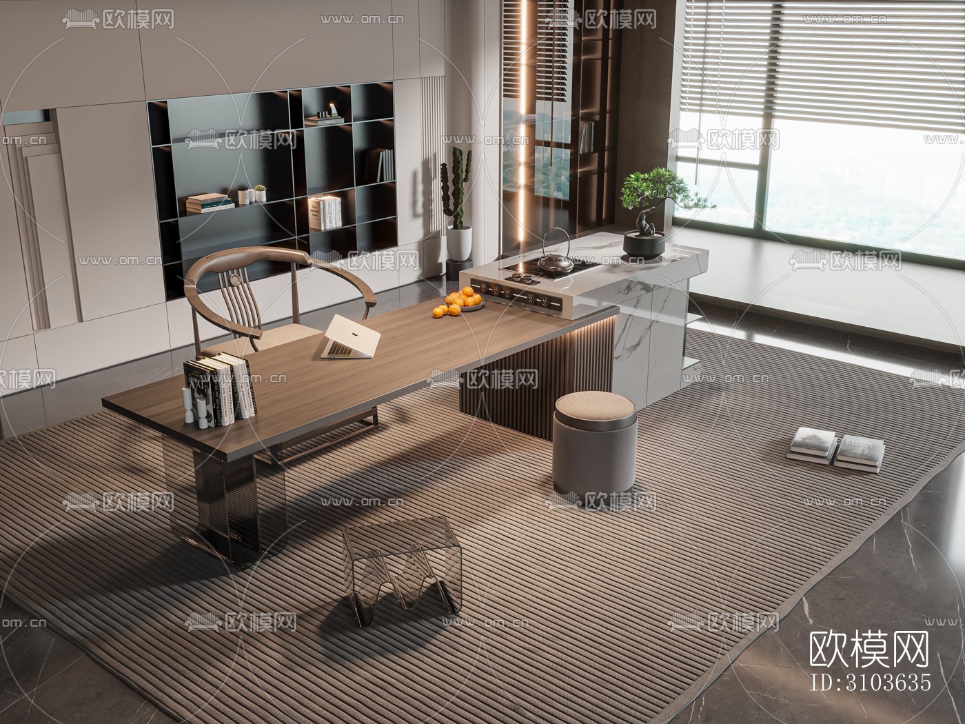 日式书房效果图下载（渲染图6）