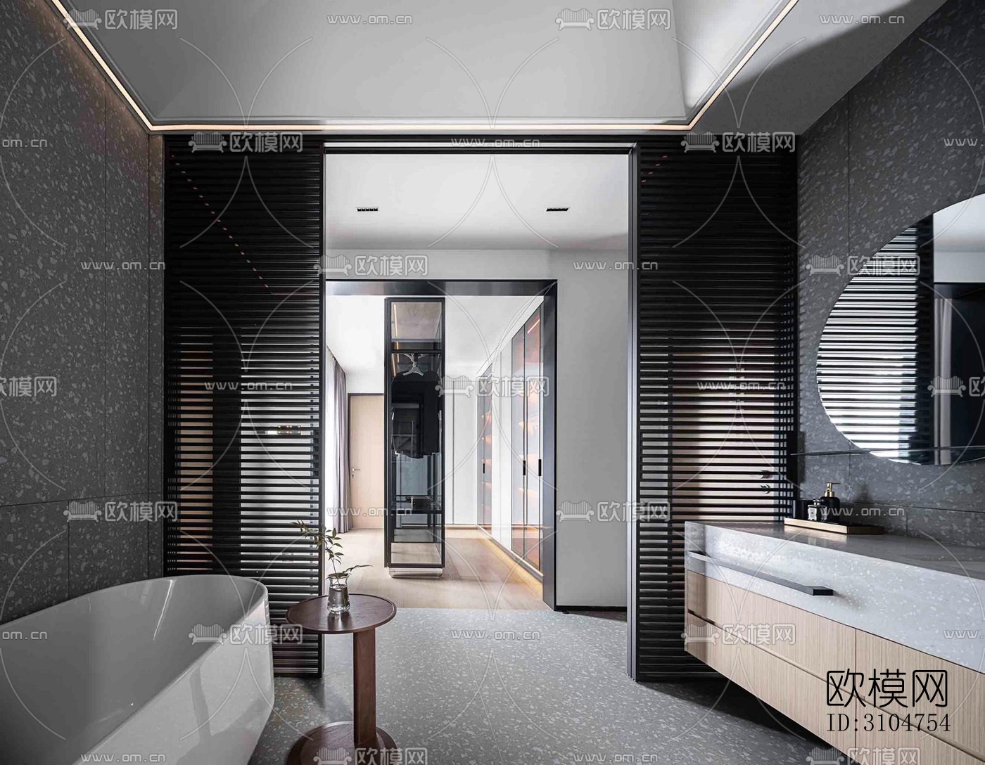 高级灰卫生间效果图下载（渲染图3）
