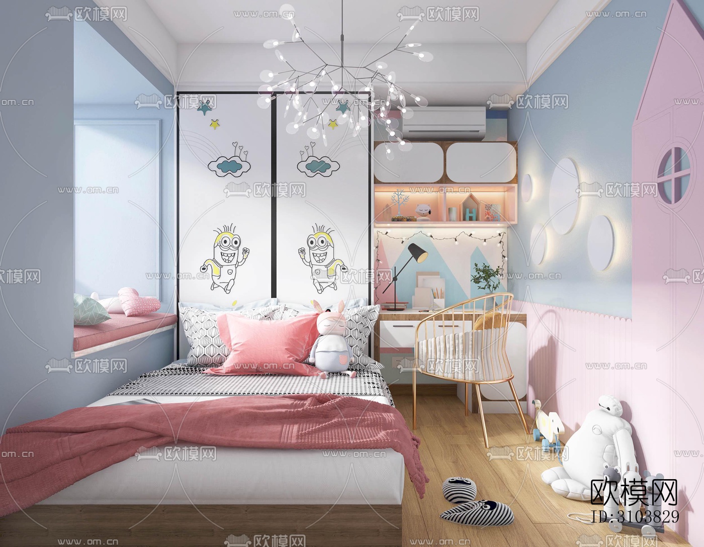 北欧儿童房效果图下载（渲染图3）