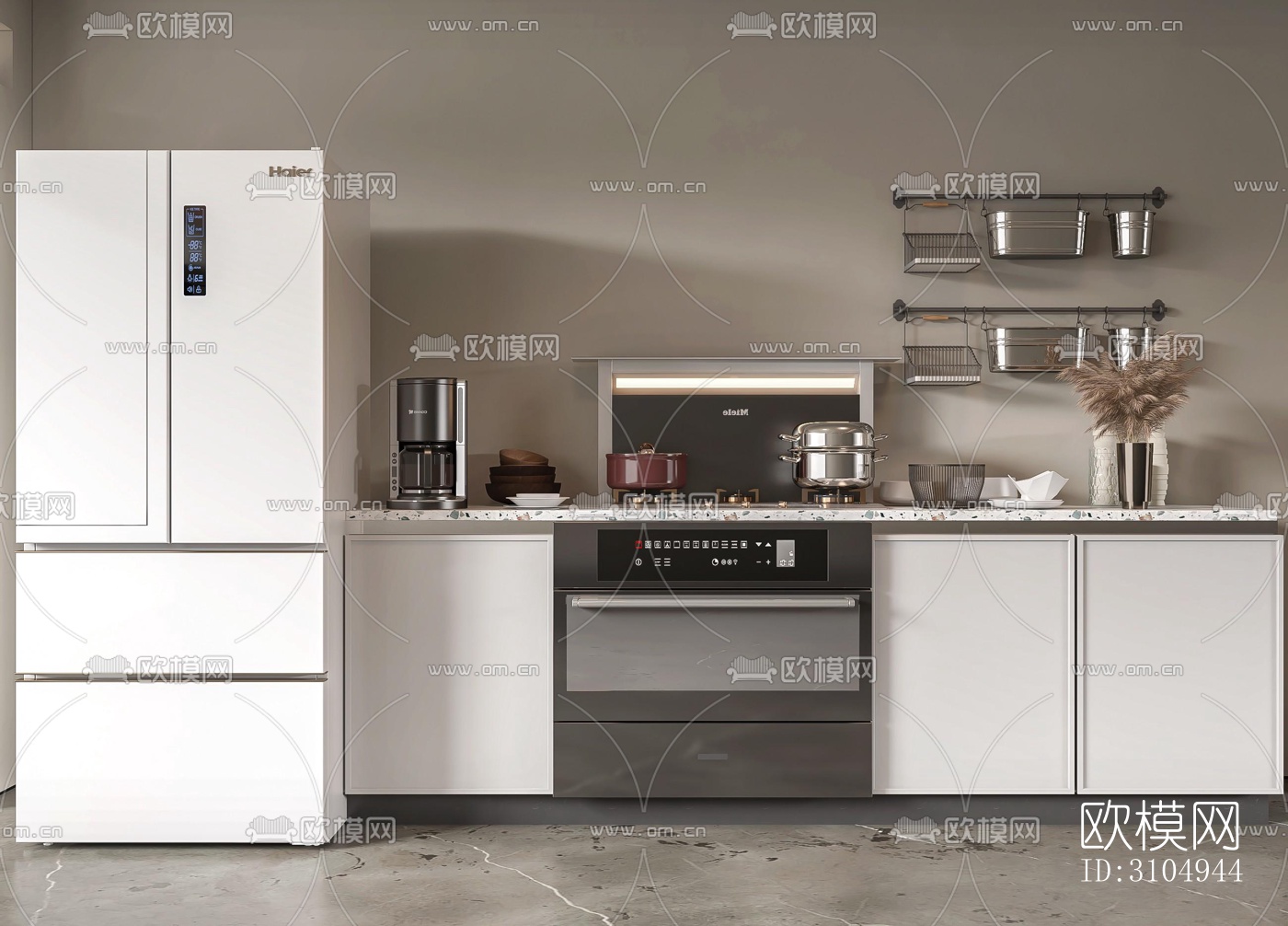现代厨房效果图下载（渲染图1）