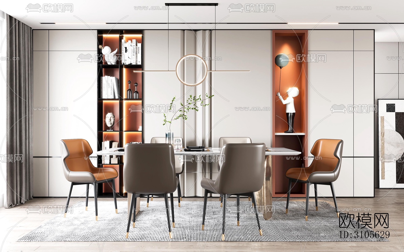 现代餐厅效果图下载（渲染图3）