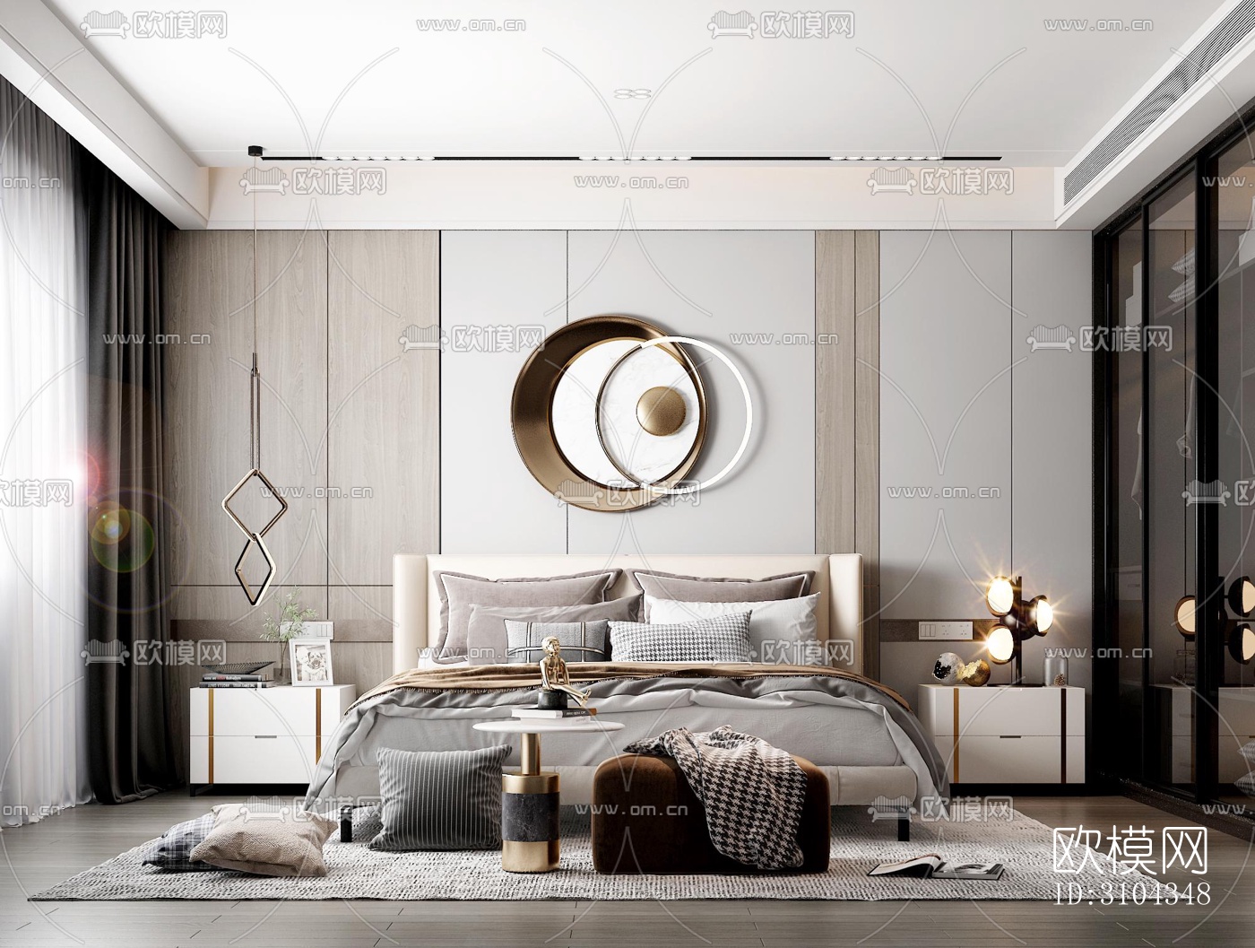 现代卧室效果图下载（渲染图3）