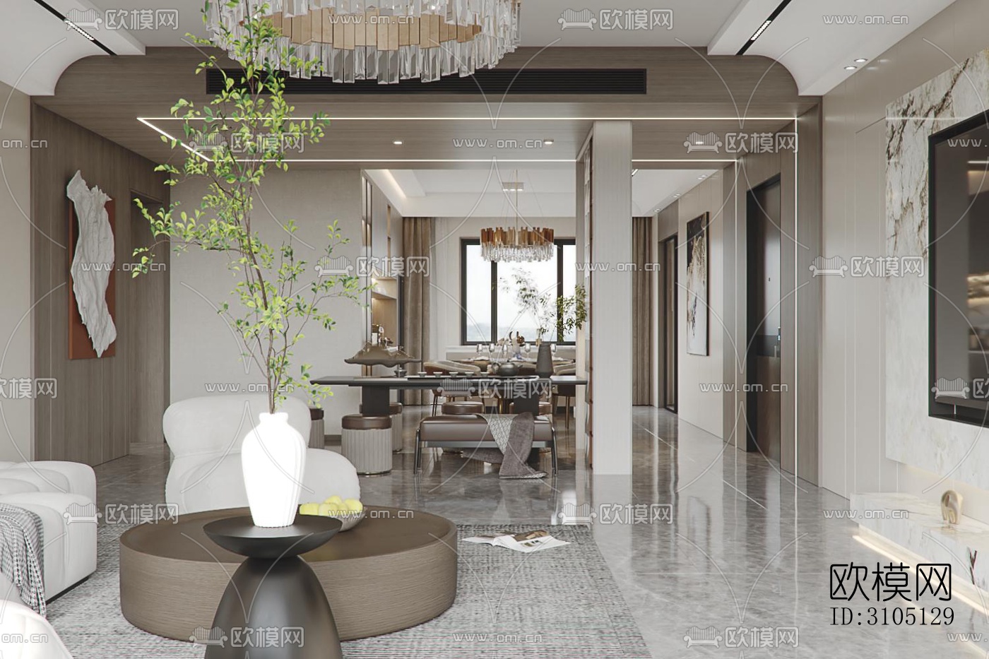 现代平层效果图下载（渲染图1）