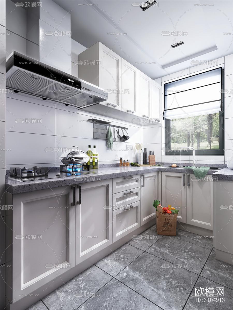 欧式厨房效果图下载（渲染图5）