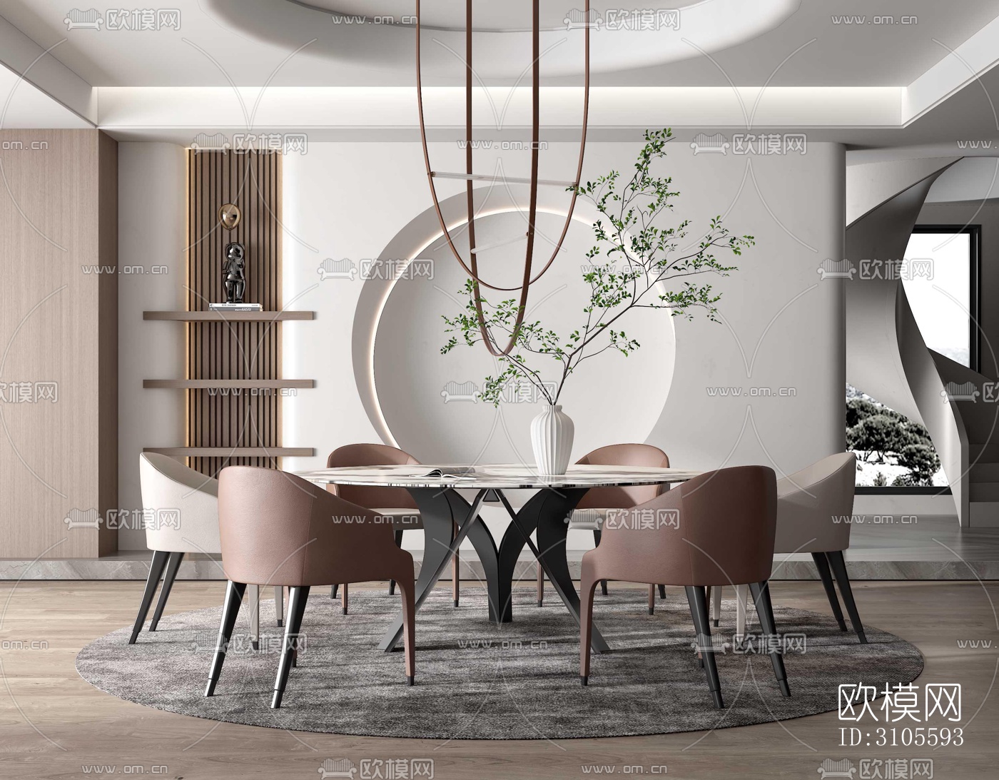 现代餐厅效果图下载（渲染图1）