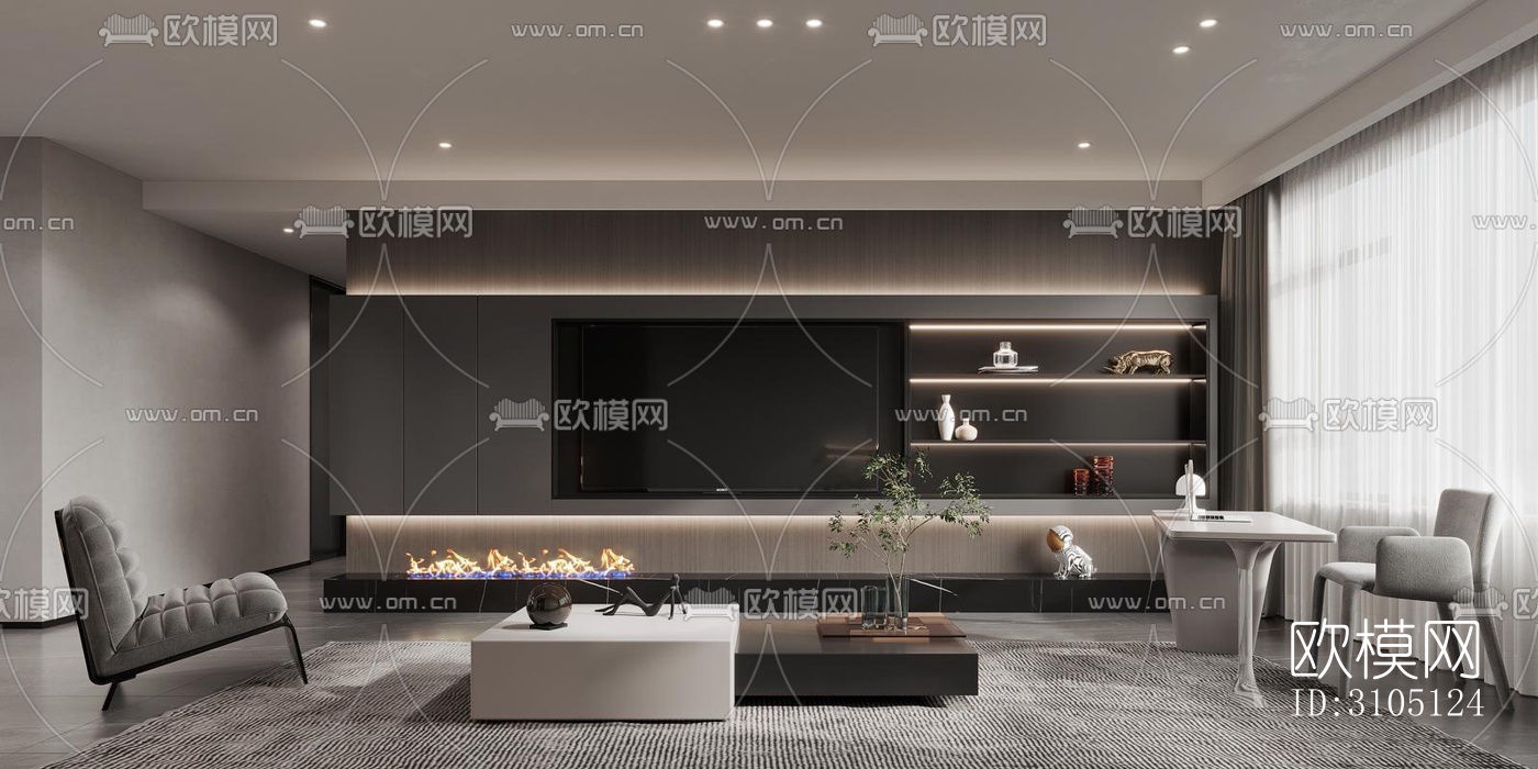 现代平层效果图下载（渲染图4）