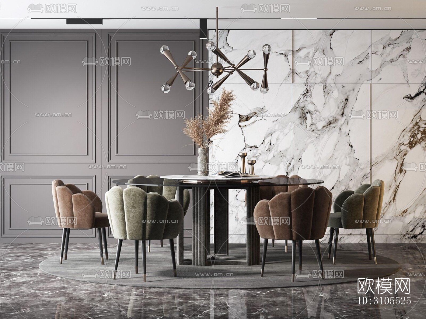 现代餐厅效果图下载（渲染图1）