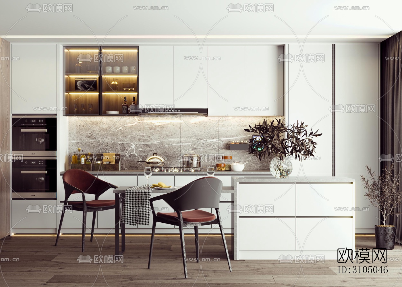 现代厨房效果图下载（渲染图5）