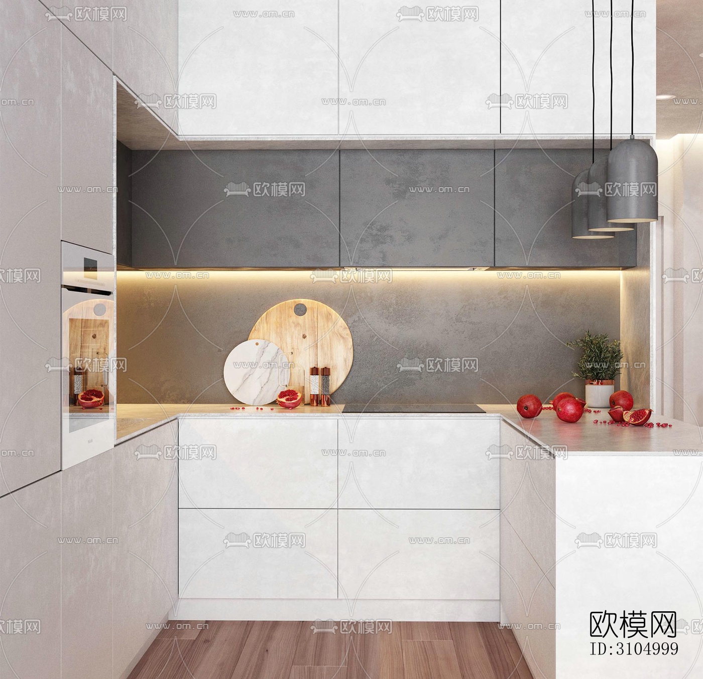 现代厨房效果图下载（渲染图5）