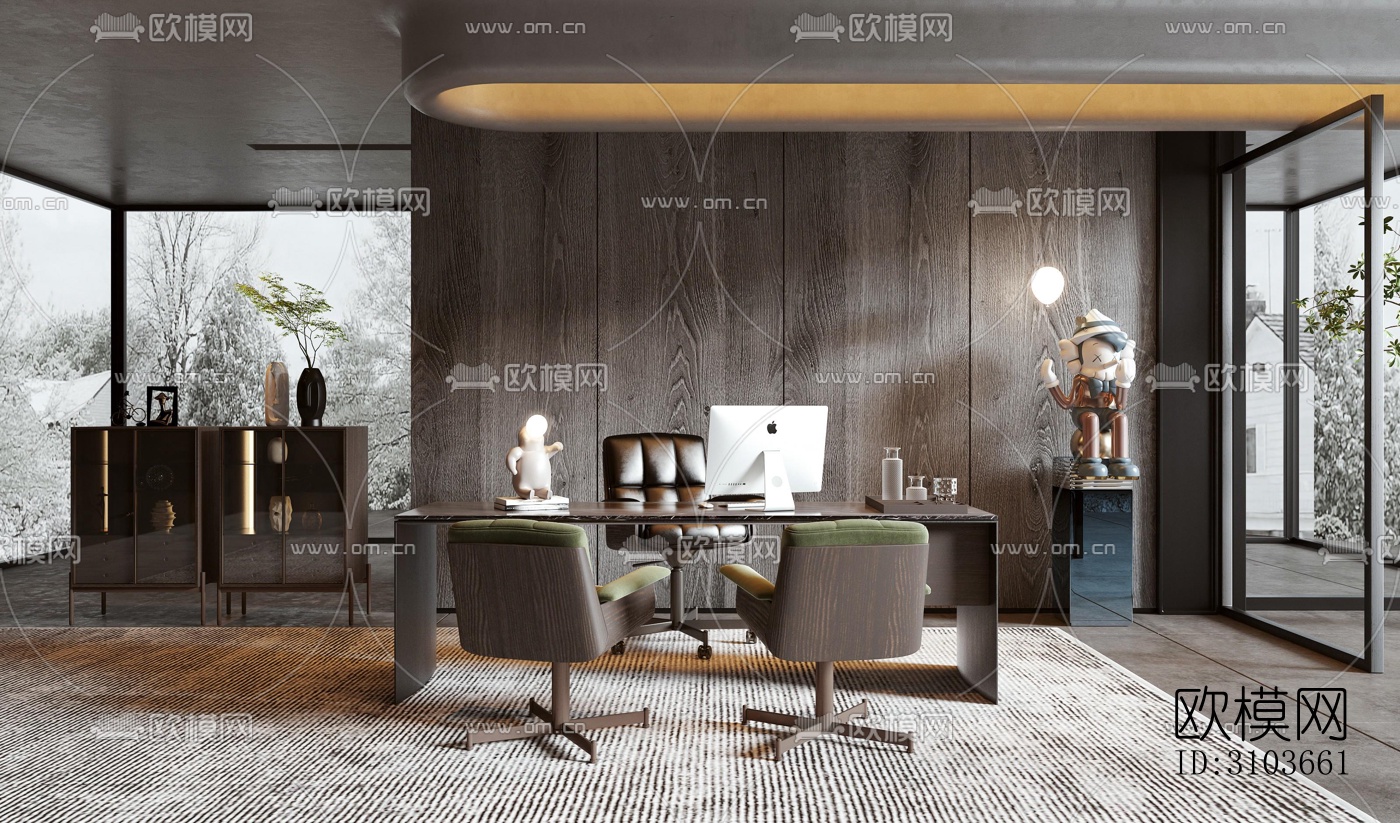 现代书房效果图下载（渲染图4）