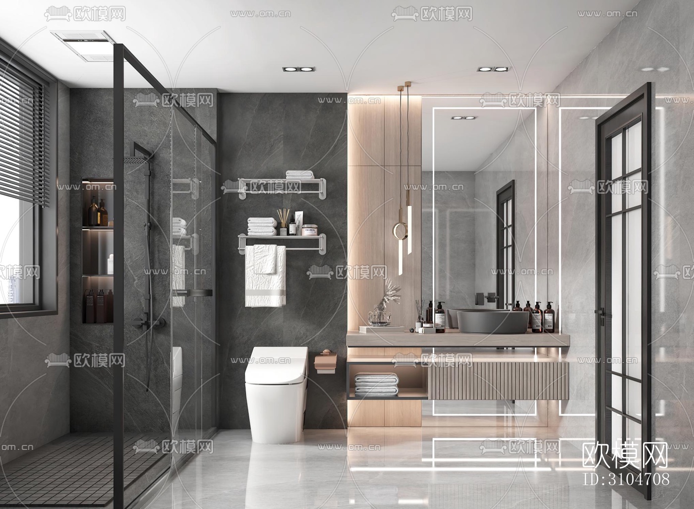 现代卫生间效果图下载（渲染图2）