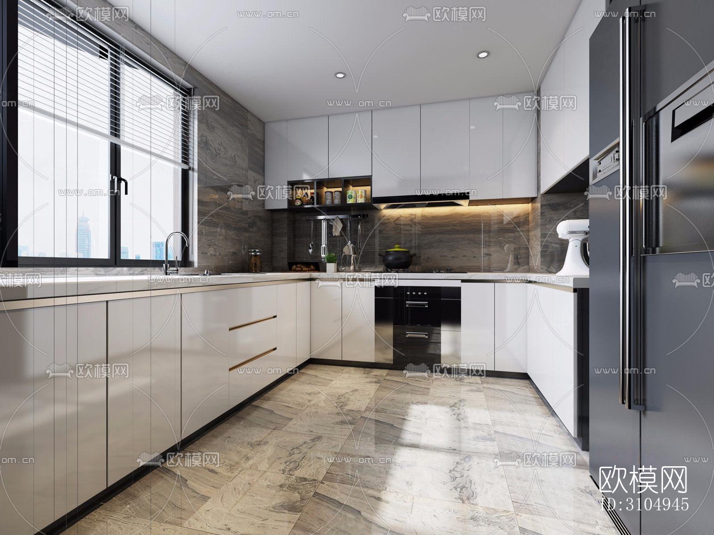 现代厨房效果图下载（渲染图3）