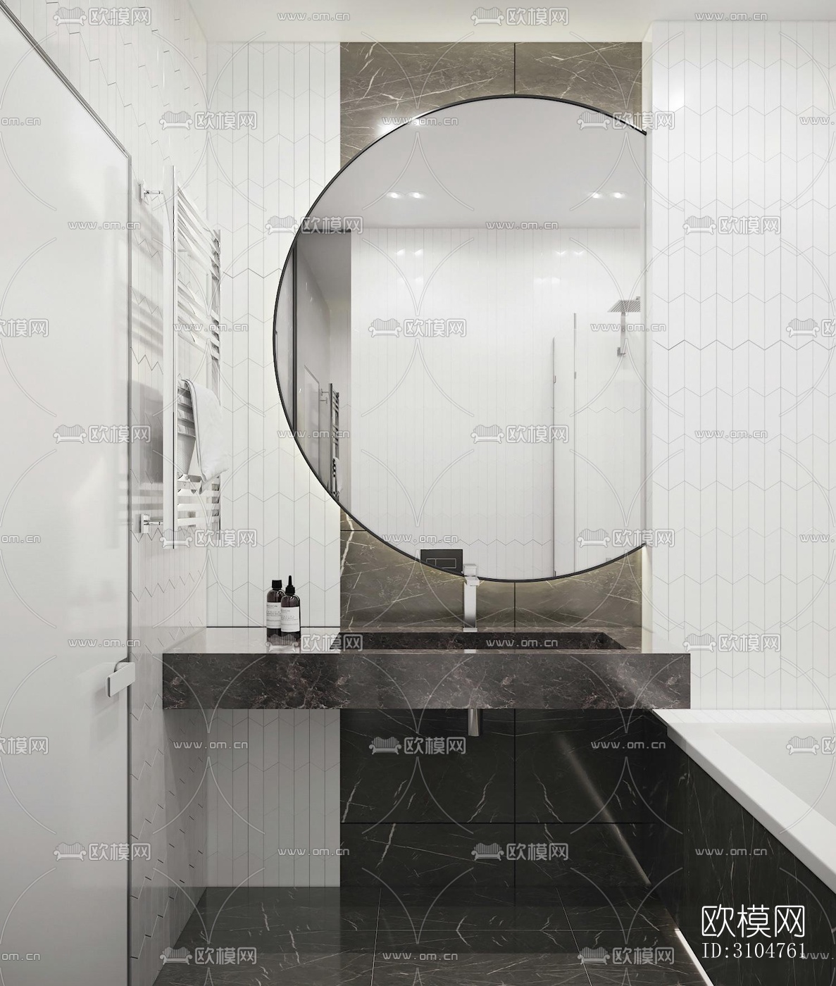 高级灰卫生间效果图下载（渲染图3）