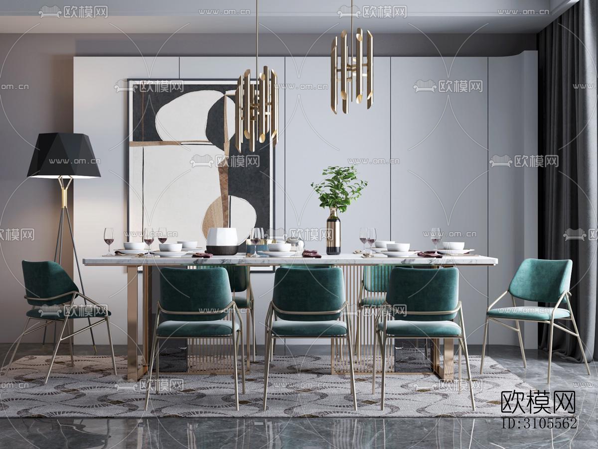现代餐厅效果图下载（渲染图4）