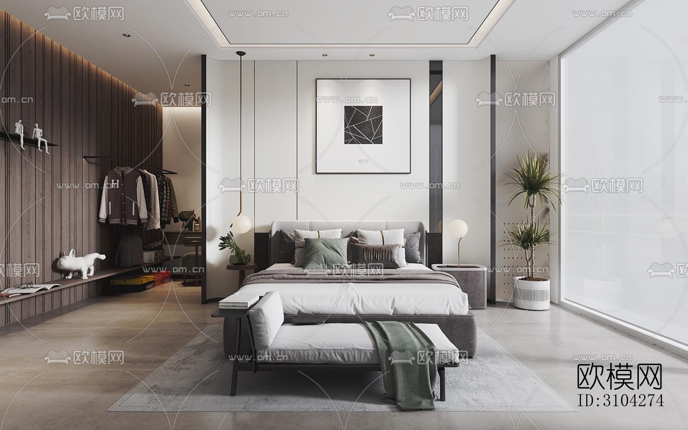 现代卧室效果图下载（渲染图2）