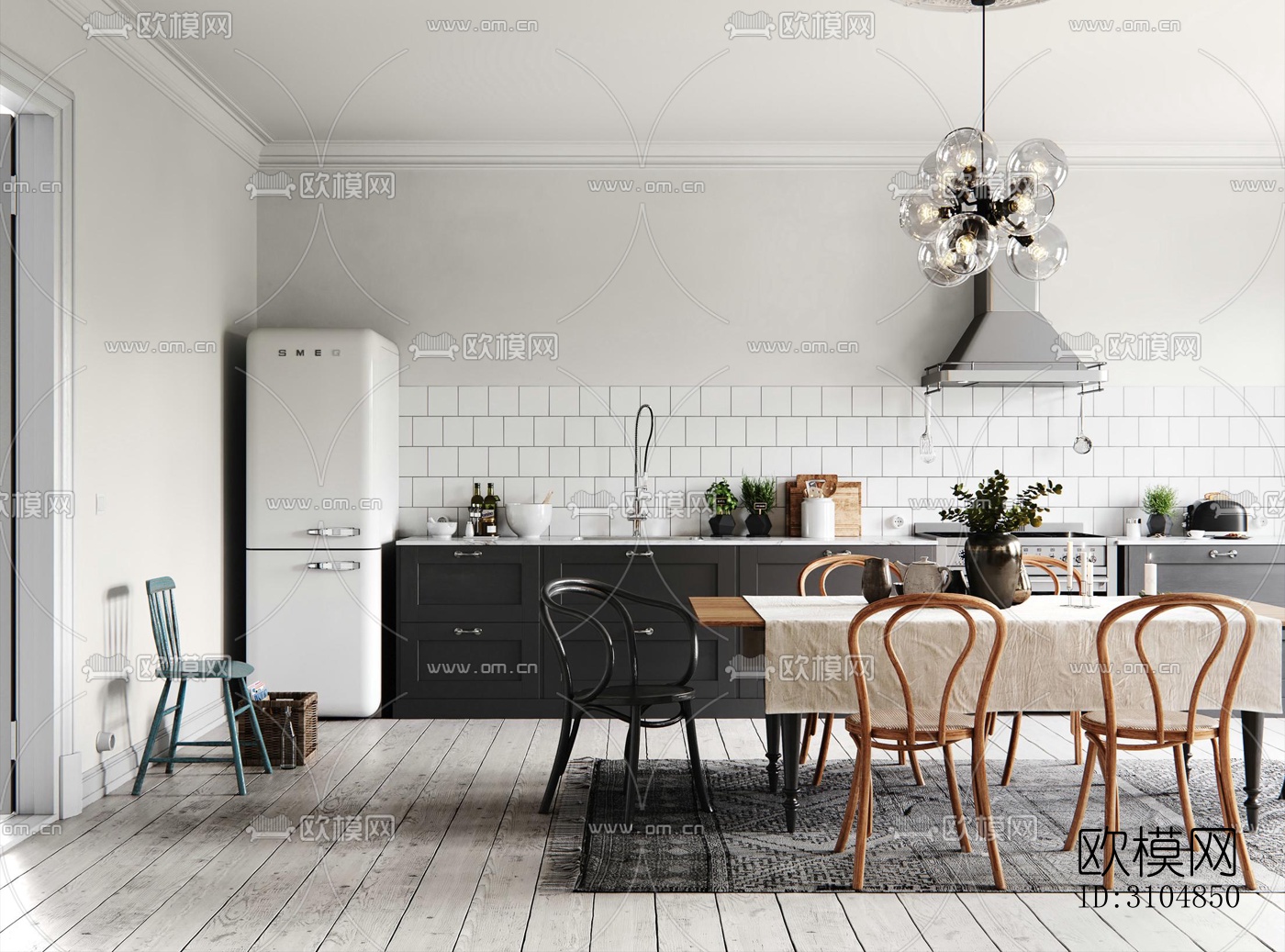 北欧厨房效果图下载（渲染图5）