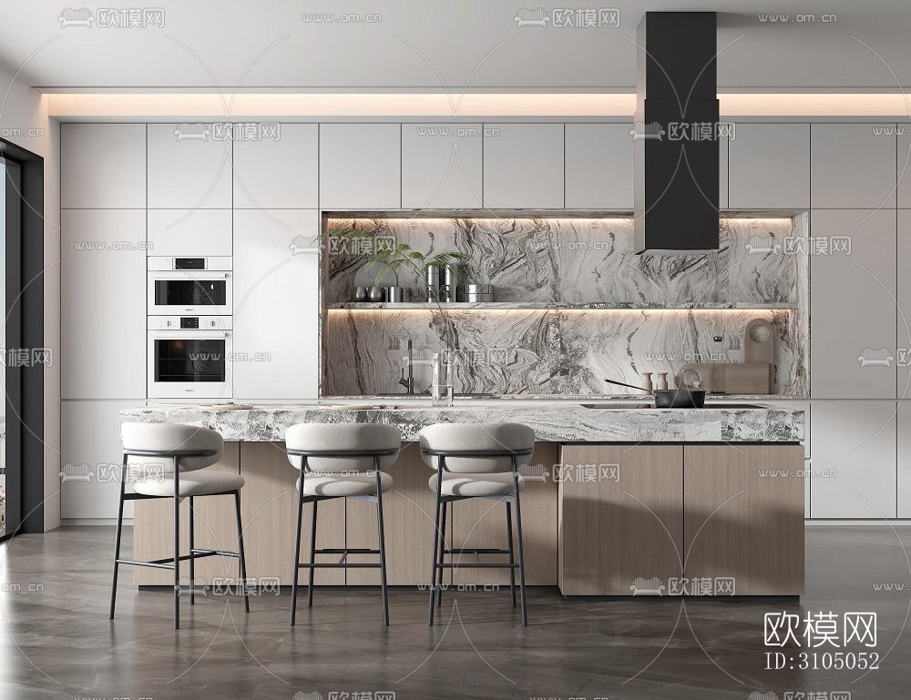 现代厨房效果图下载（渲染图3）