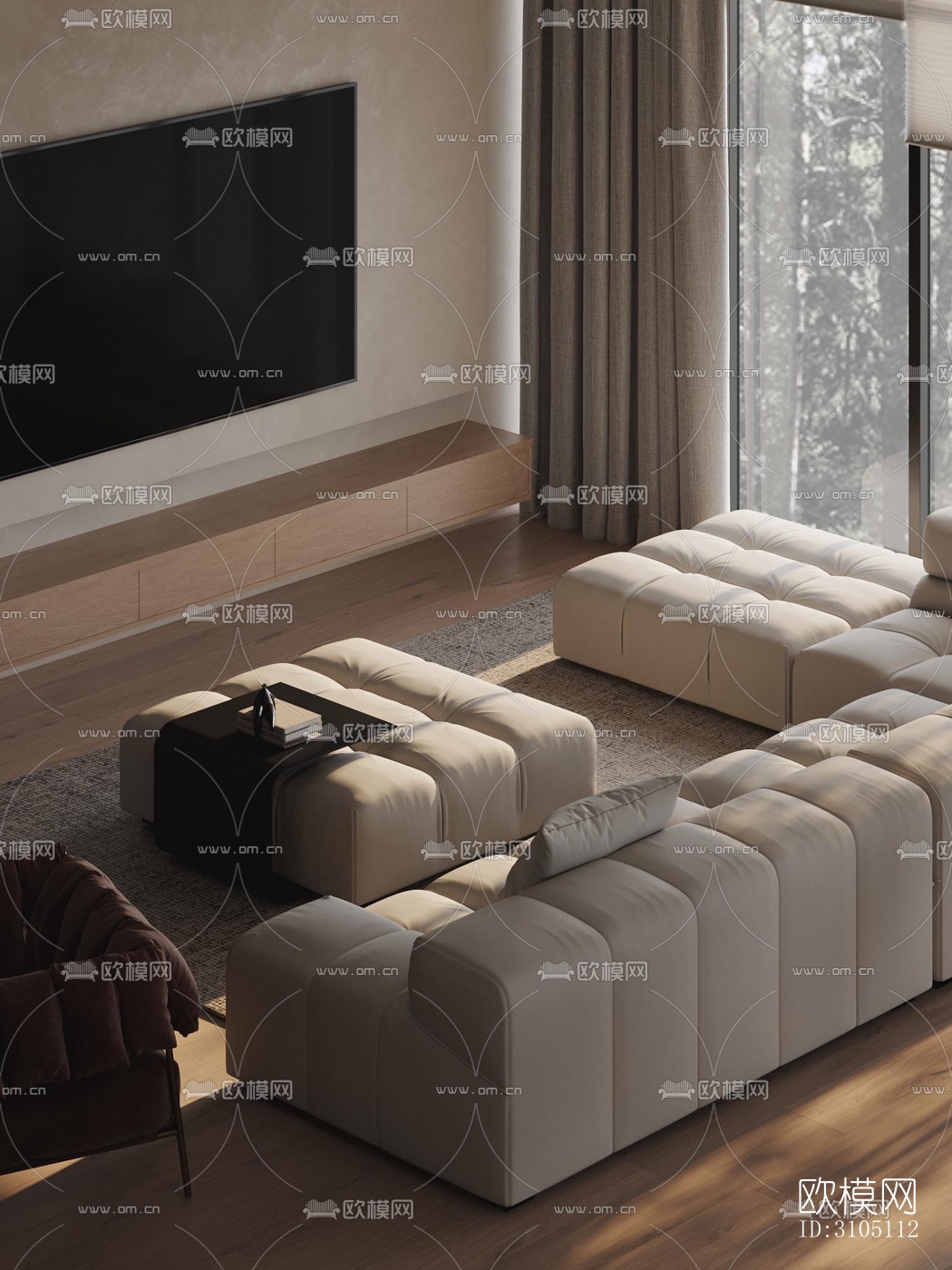 现代平层效果图下载（渲染图12）