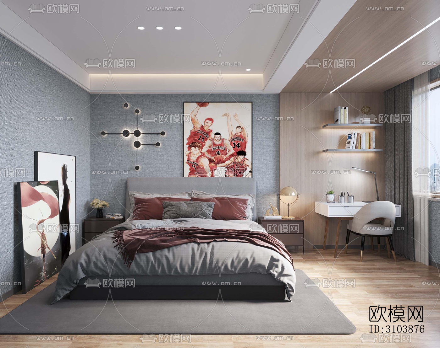 北欧儿童房效果图下载（渲染图1）