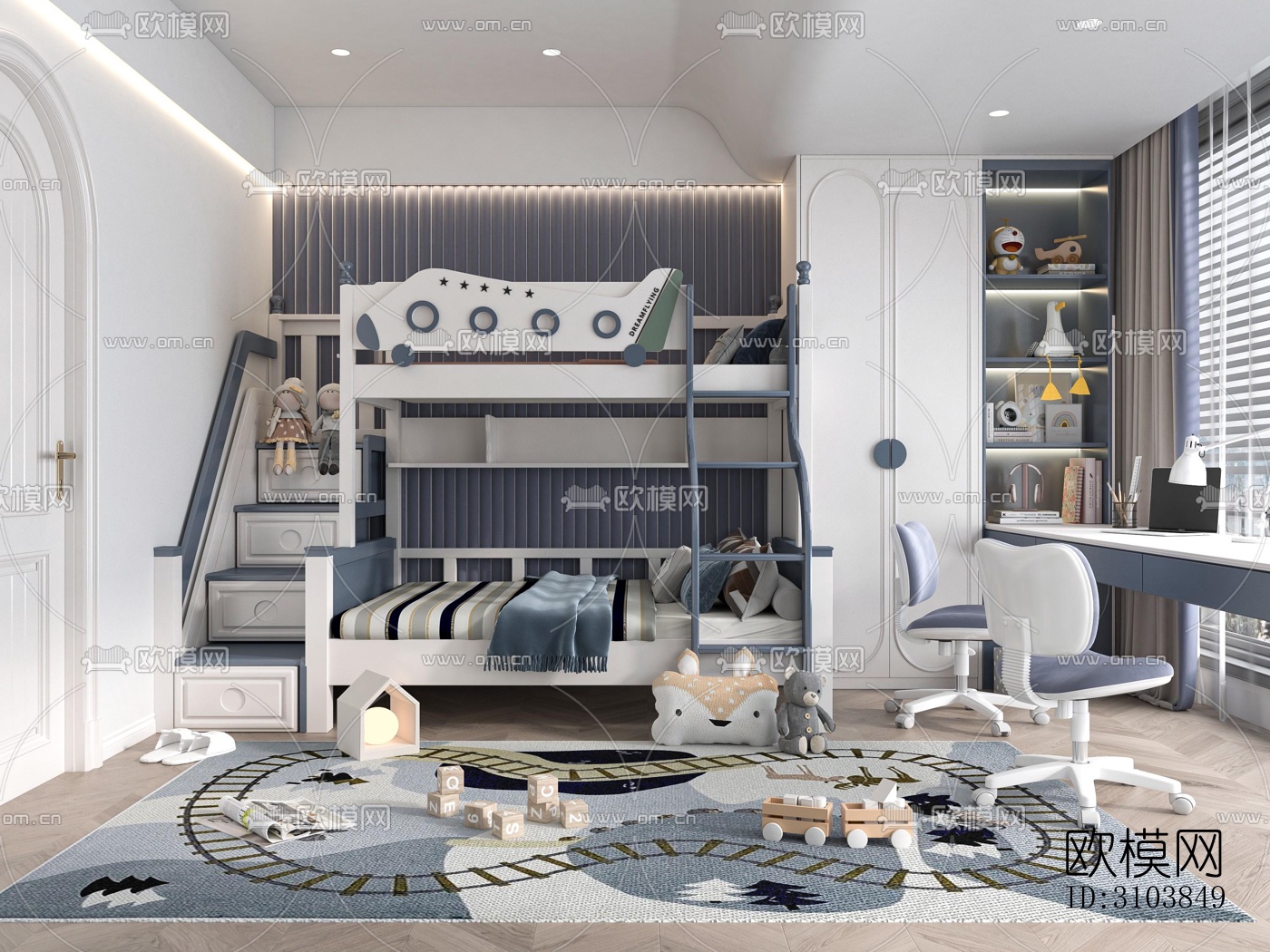 北欧儿童房效果图下载（渲染图3）