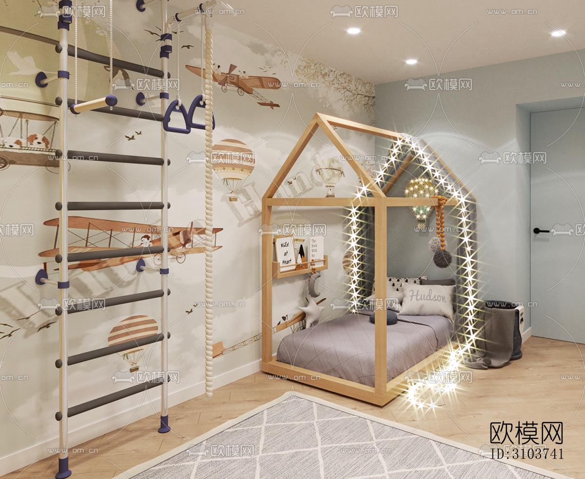 北欧儿童房效果图下载（渲染图5）