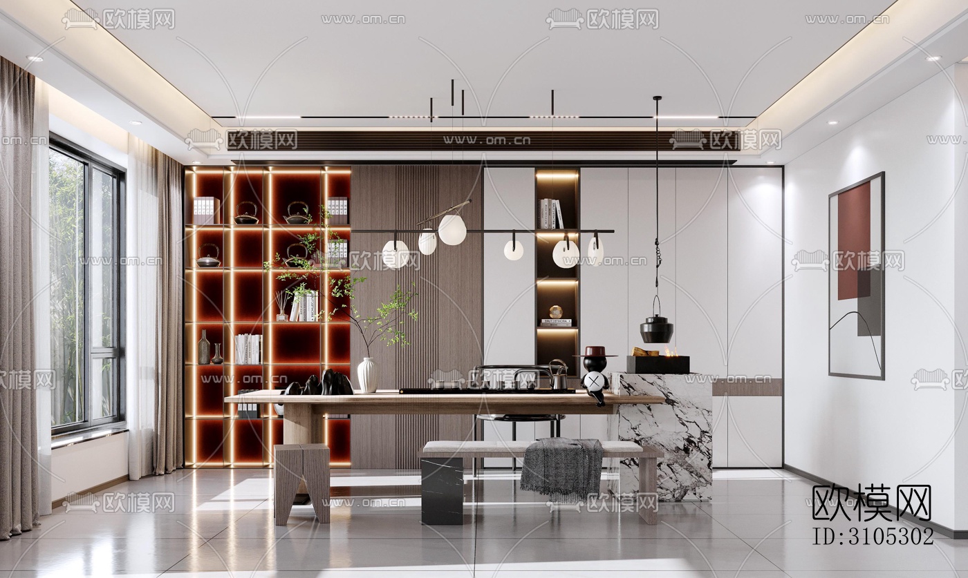 现代茶室效果图下载（渲染图5）