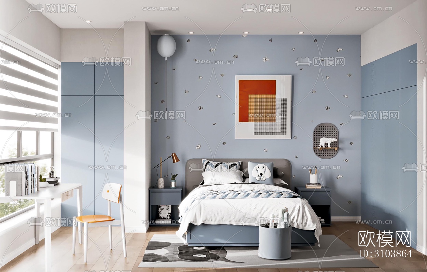 北欧儿童房效果图下载（渲染图4）