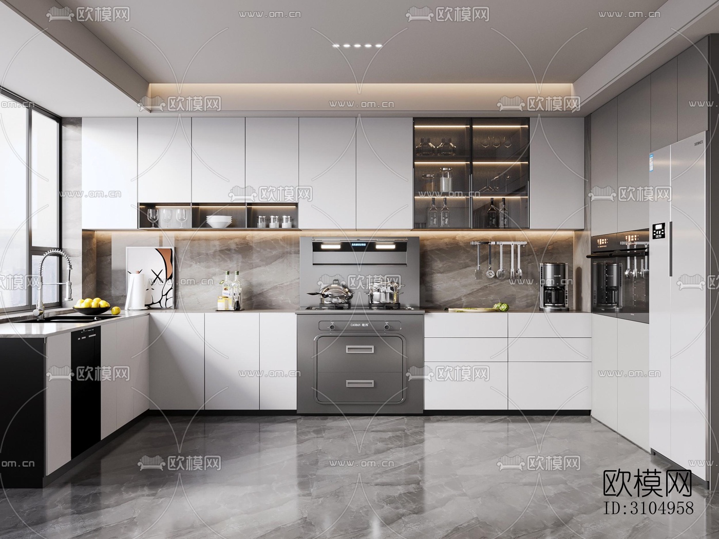 现代厨房效果图下载（渲染图5）