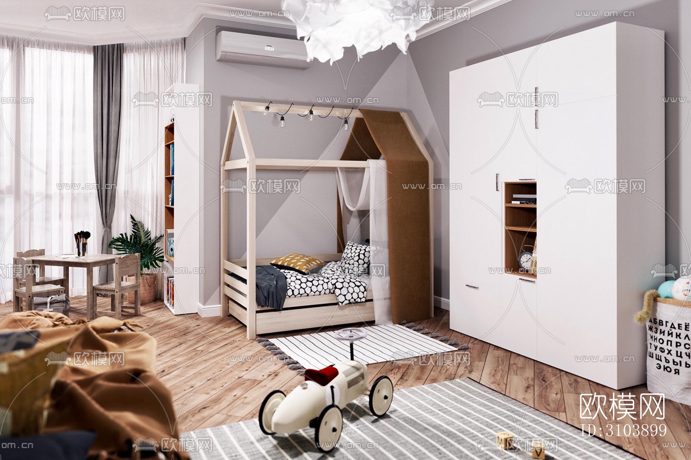 北欧儿童房效果图下载（渲染图3）