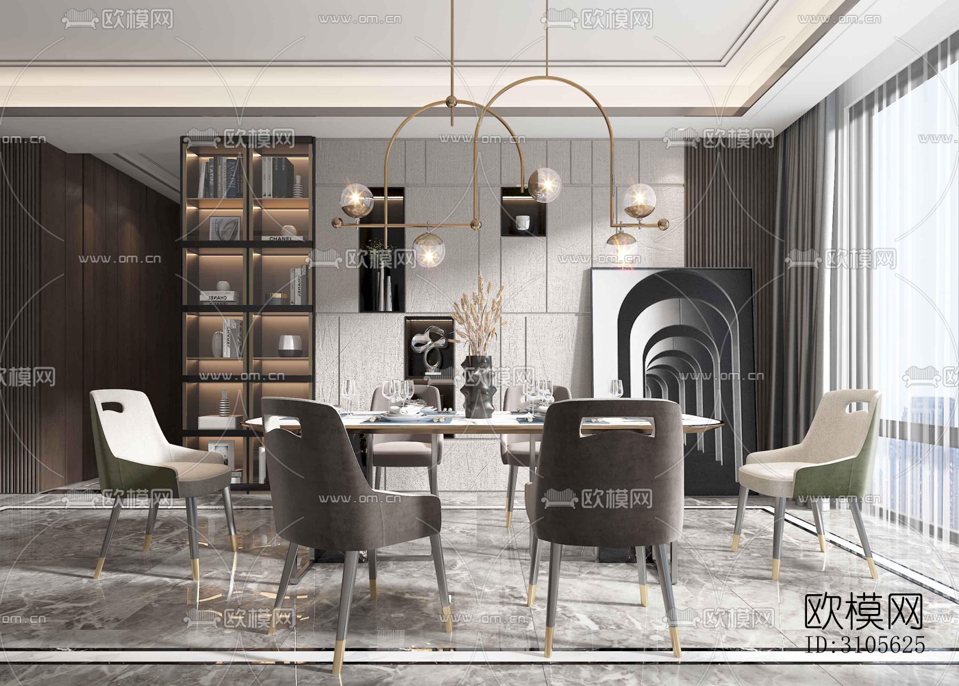 现代餐厅效果图下载（渲染图4）