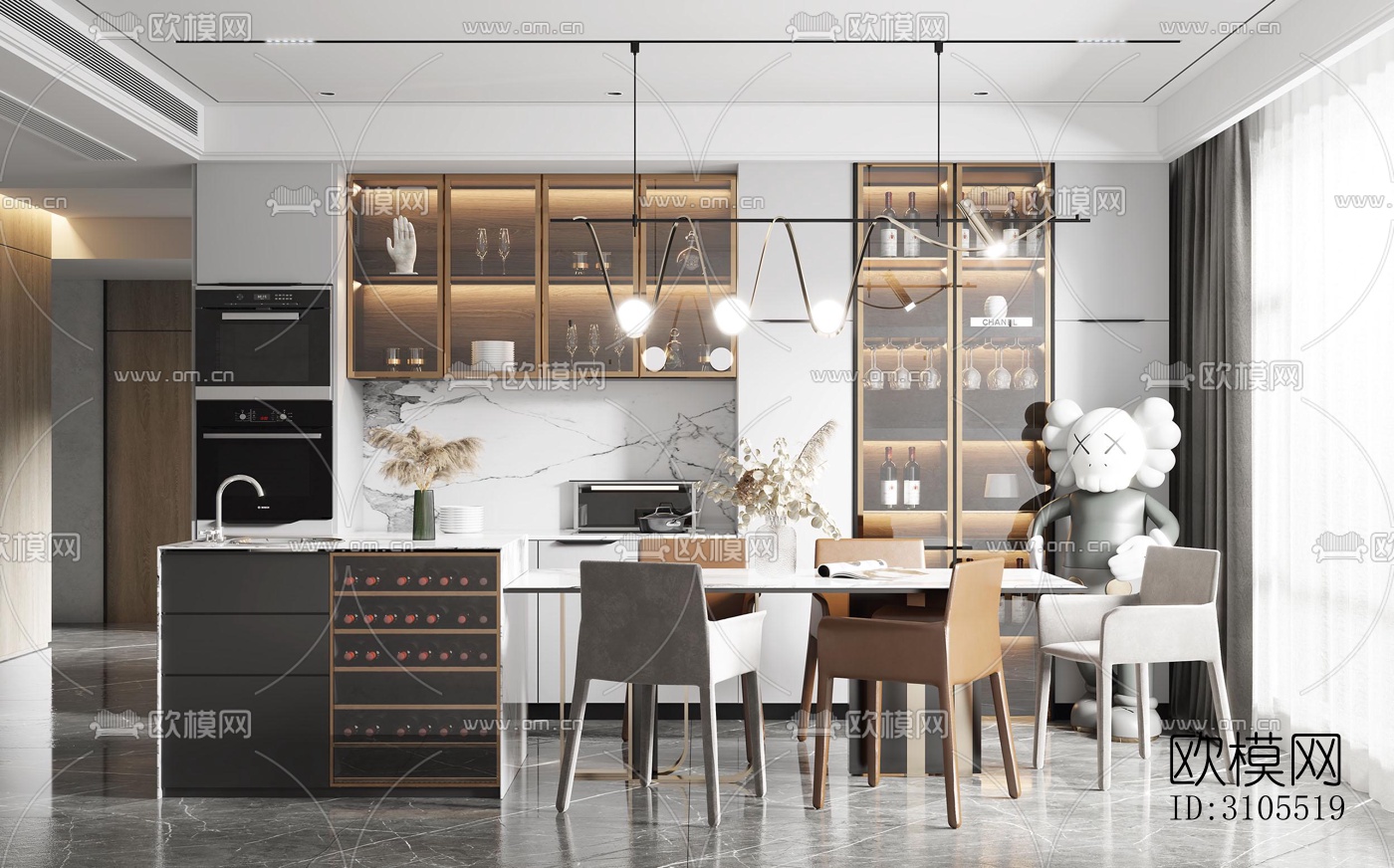 现代餐厅效果图下载（渲染图4）