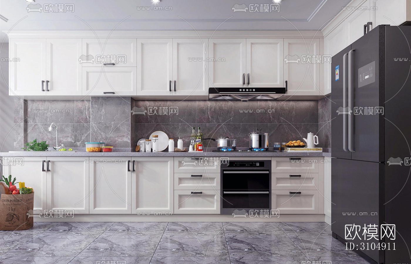欧式厨房效果图下载（渲染图3）