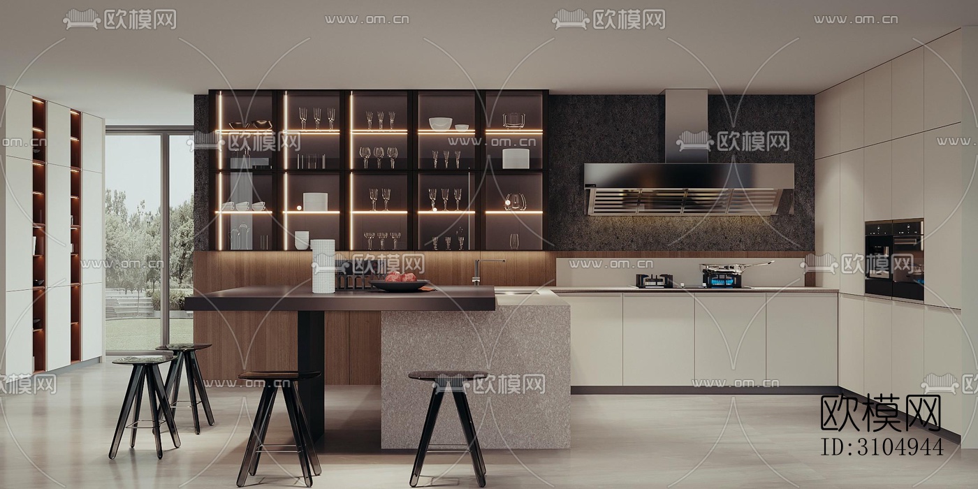 现代厨房效果图下载（渲染图5）