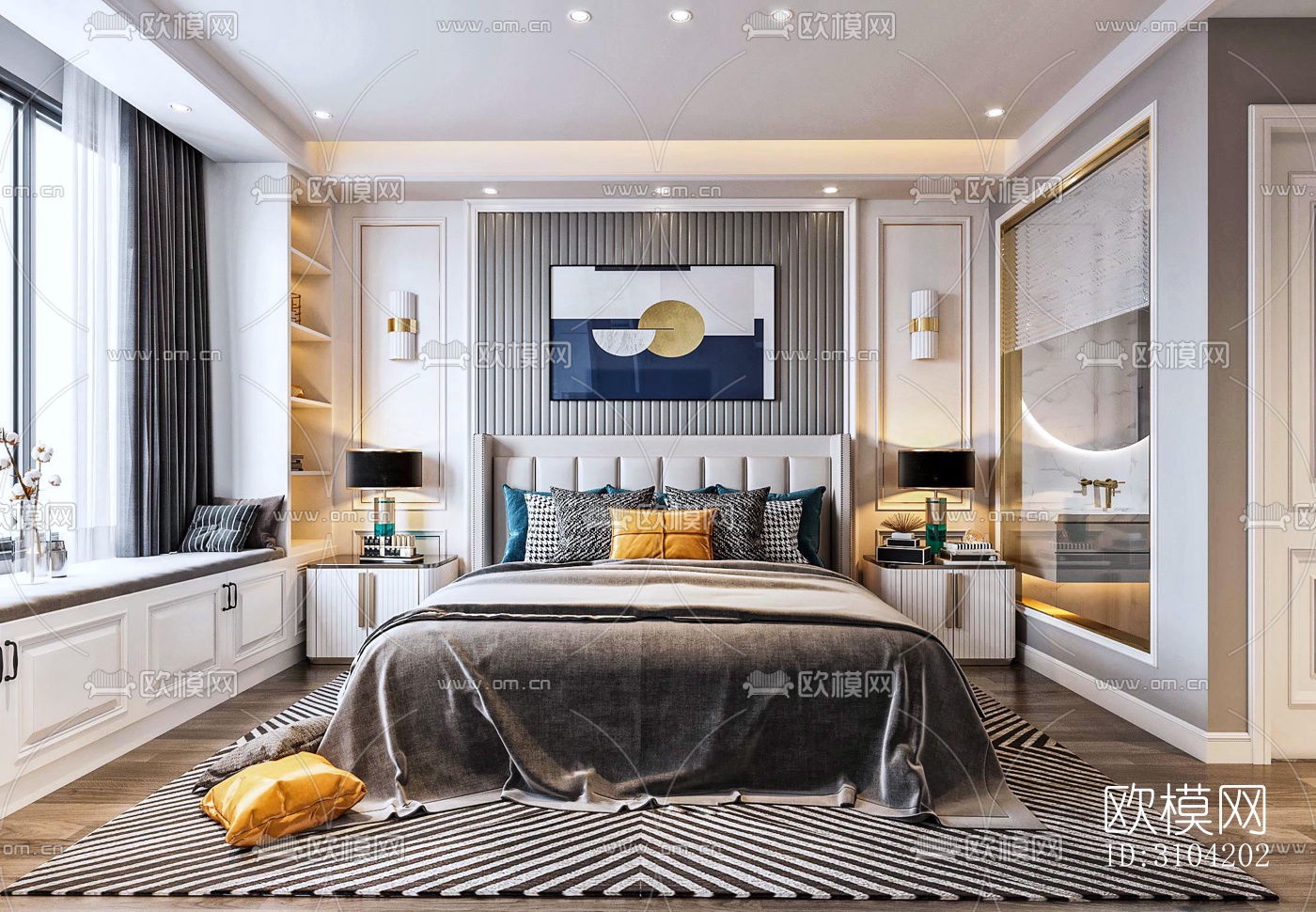 欧式卧室效果图下载（渲染图1）