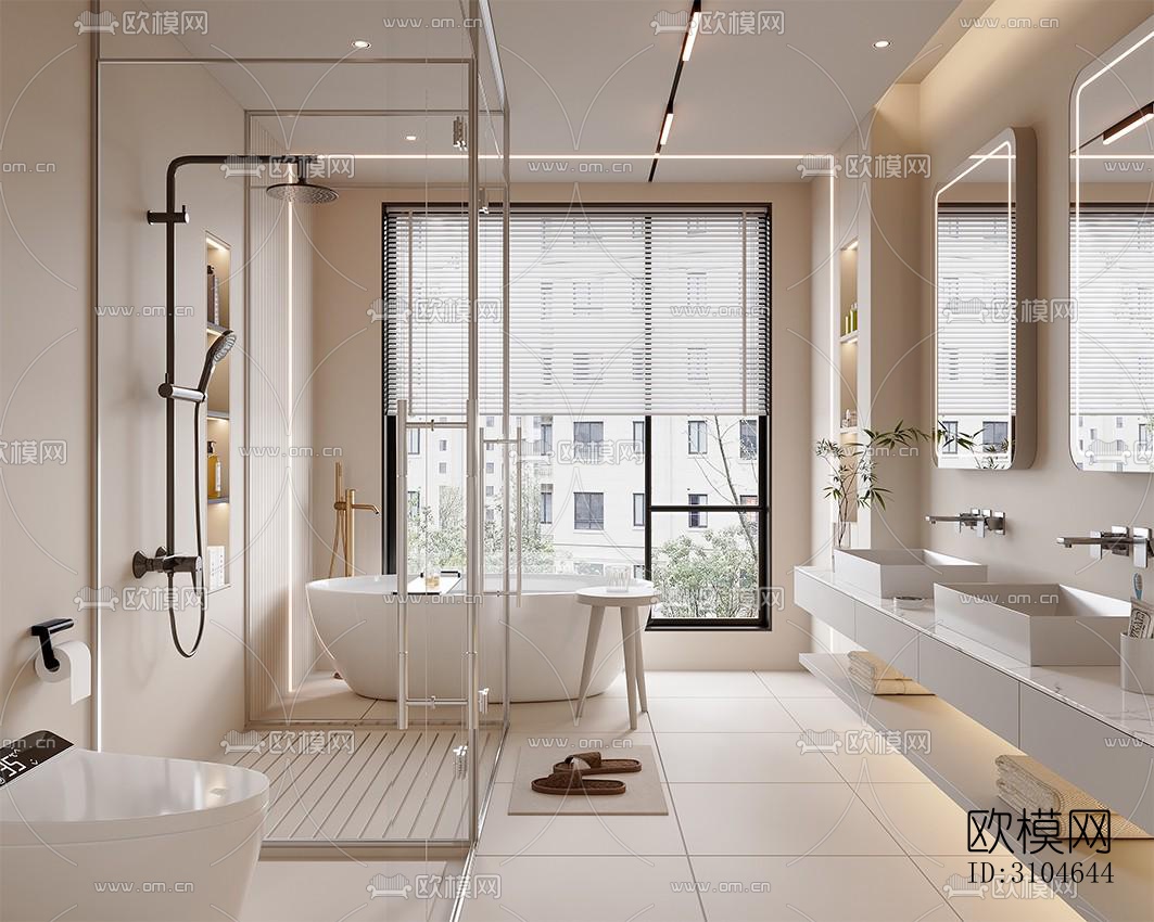 现代卫生间效果图下载（渲染图4）