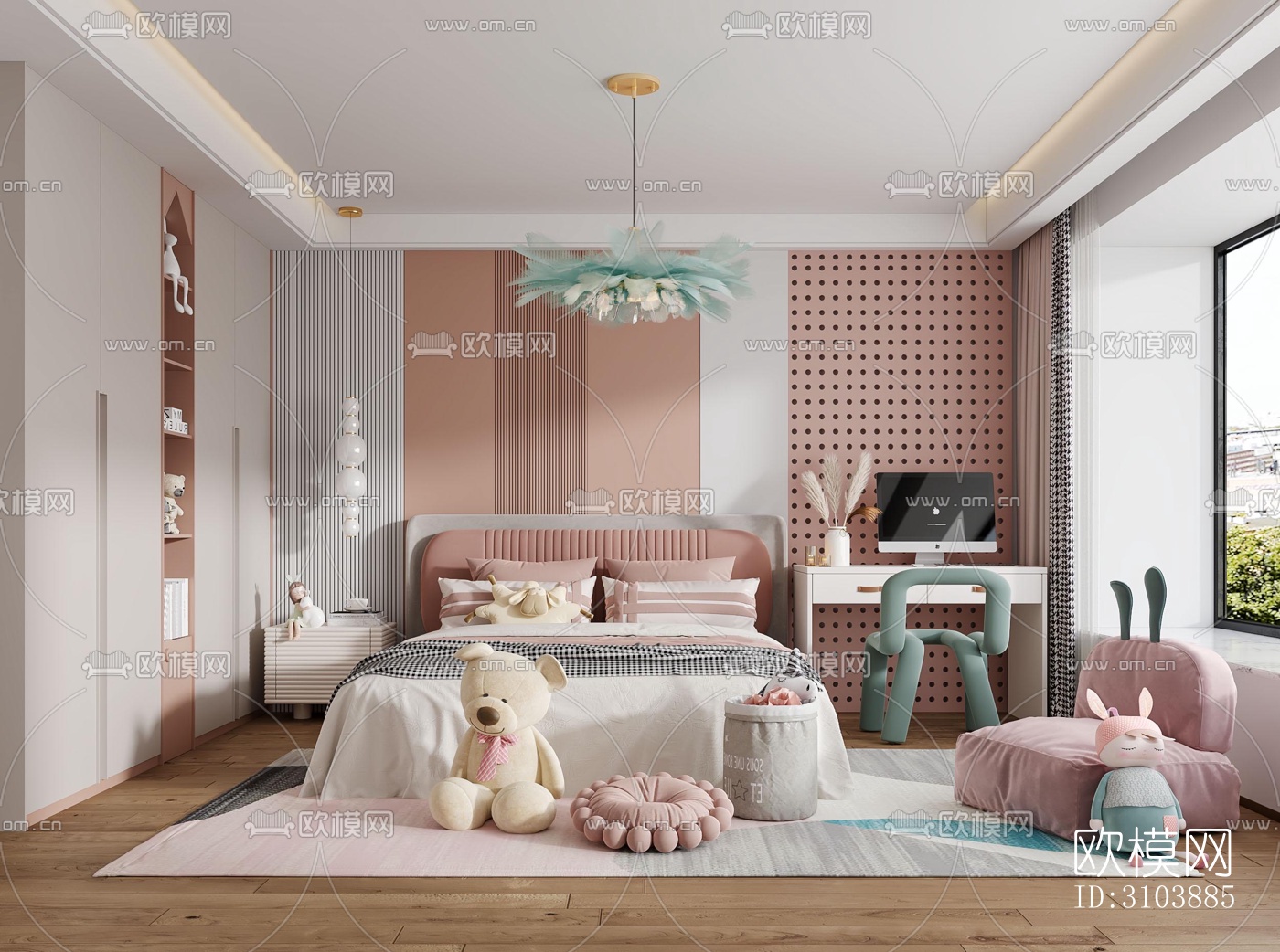 北欧儿童房效果图下载（渲染图2）