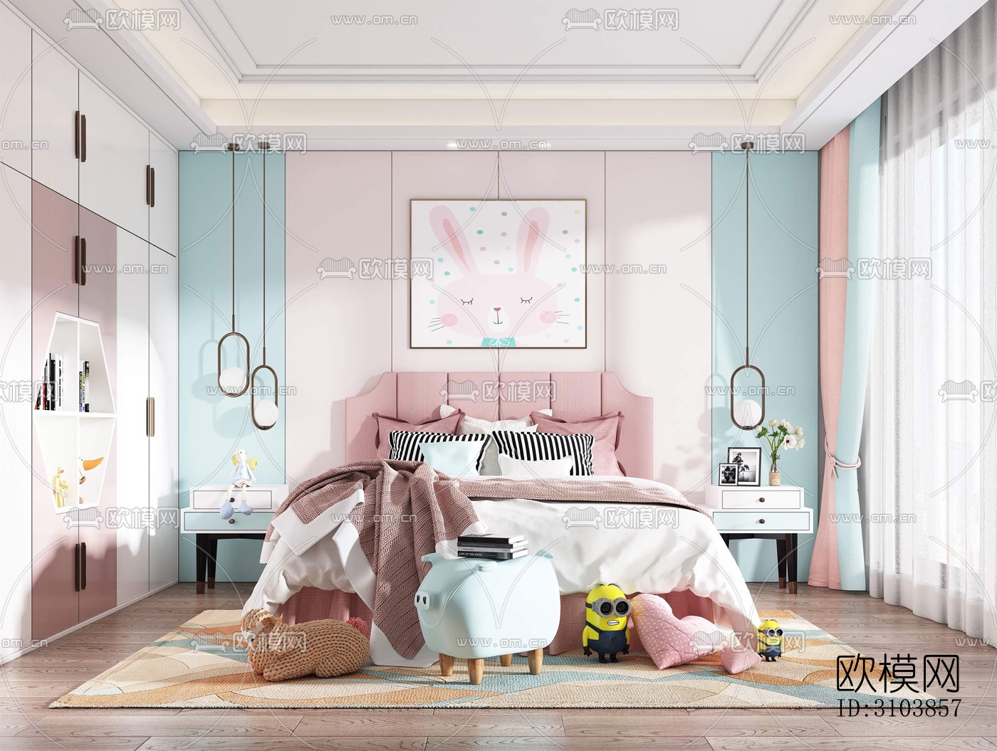 北欧儿童房效果图下载（渲染图2）
