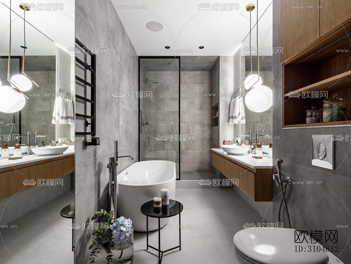 现代卫生间效果图下载（渲染图2）