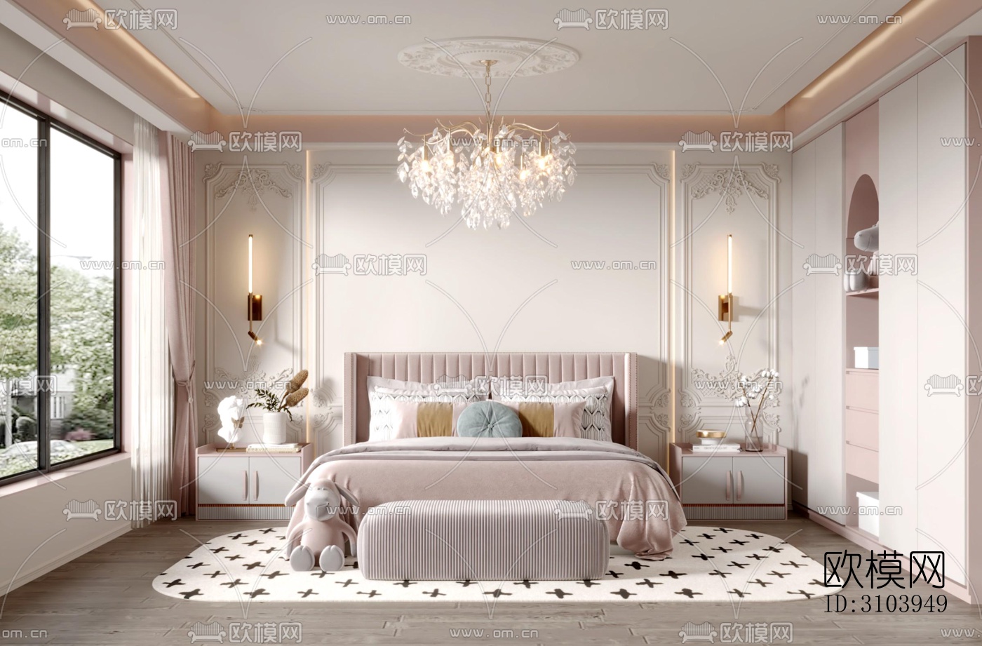 法式儿童房效果图下载（渲染图2）