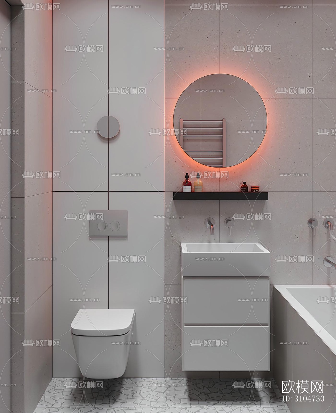 现代卫生间效果图下载（渲染图4）