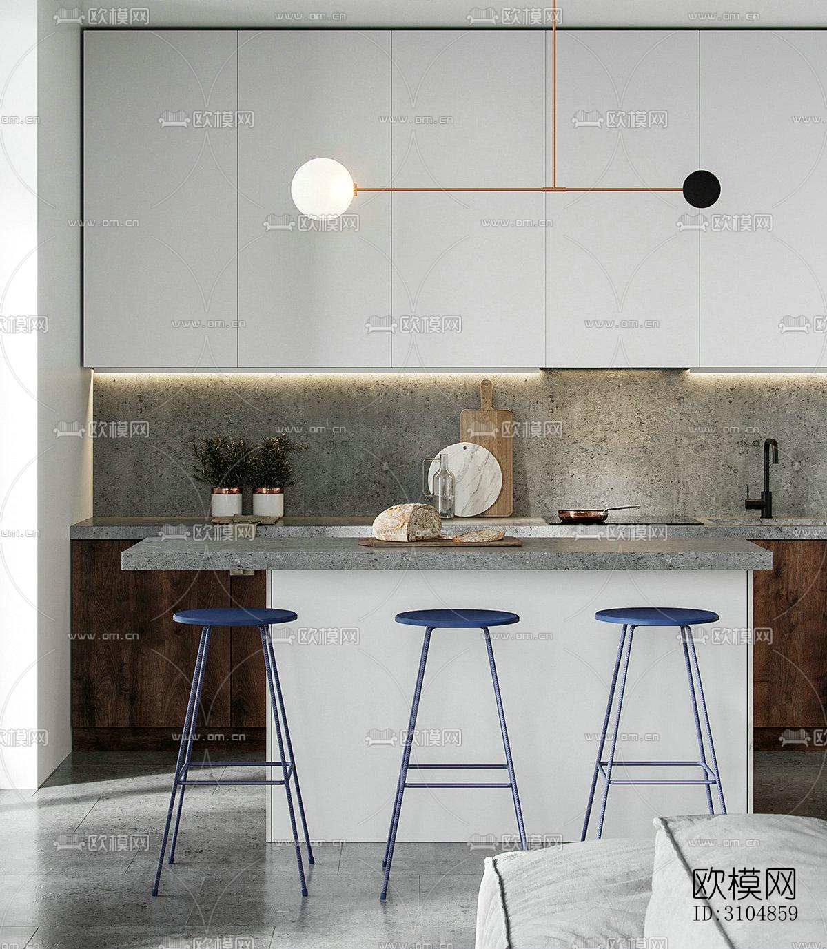 北欧厨房效果图下载（渲染图4）