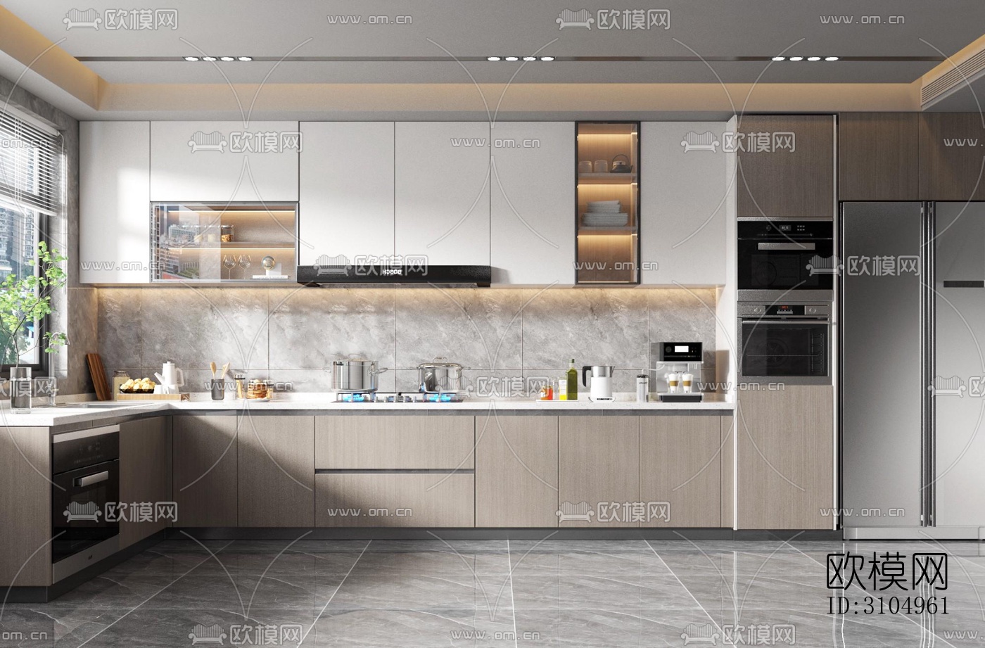 现代厨房效果图下载（渲染图2）