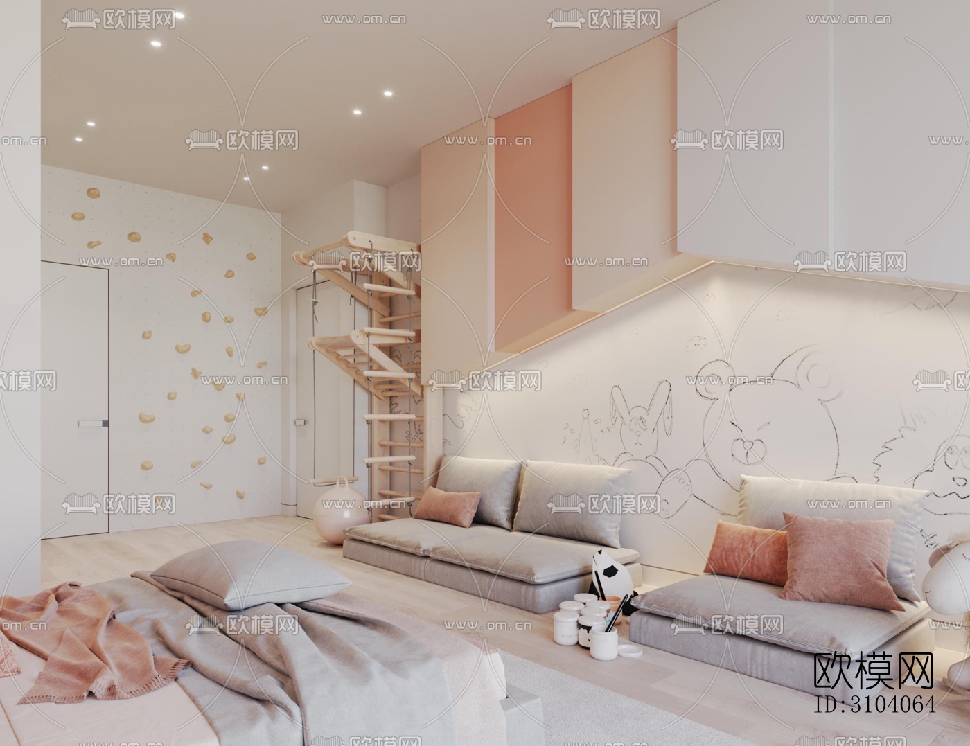 现代儿童房效果图下载（渲染图2）