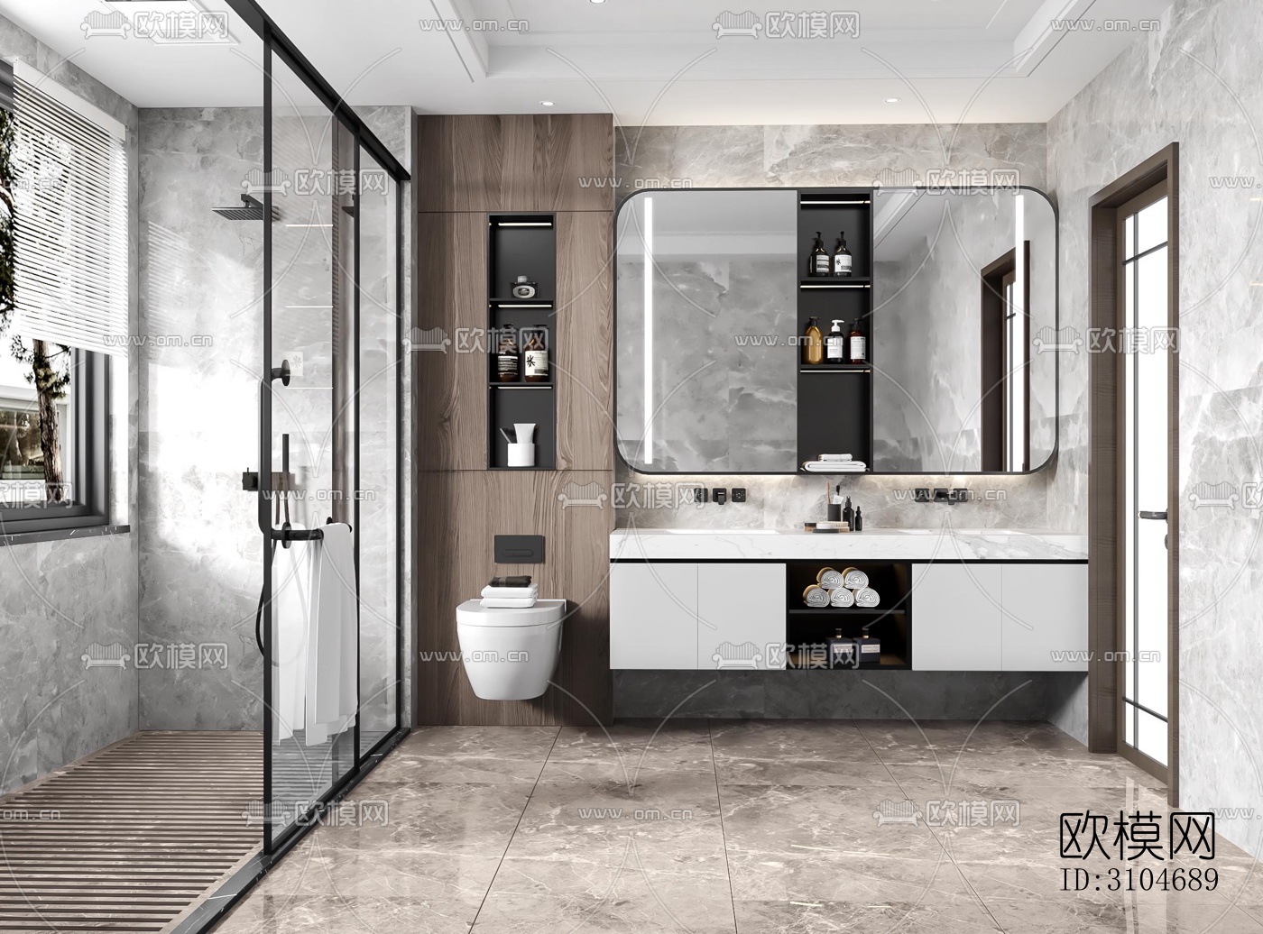 现代卫生间效果图下载（渲染图1）