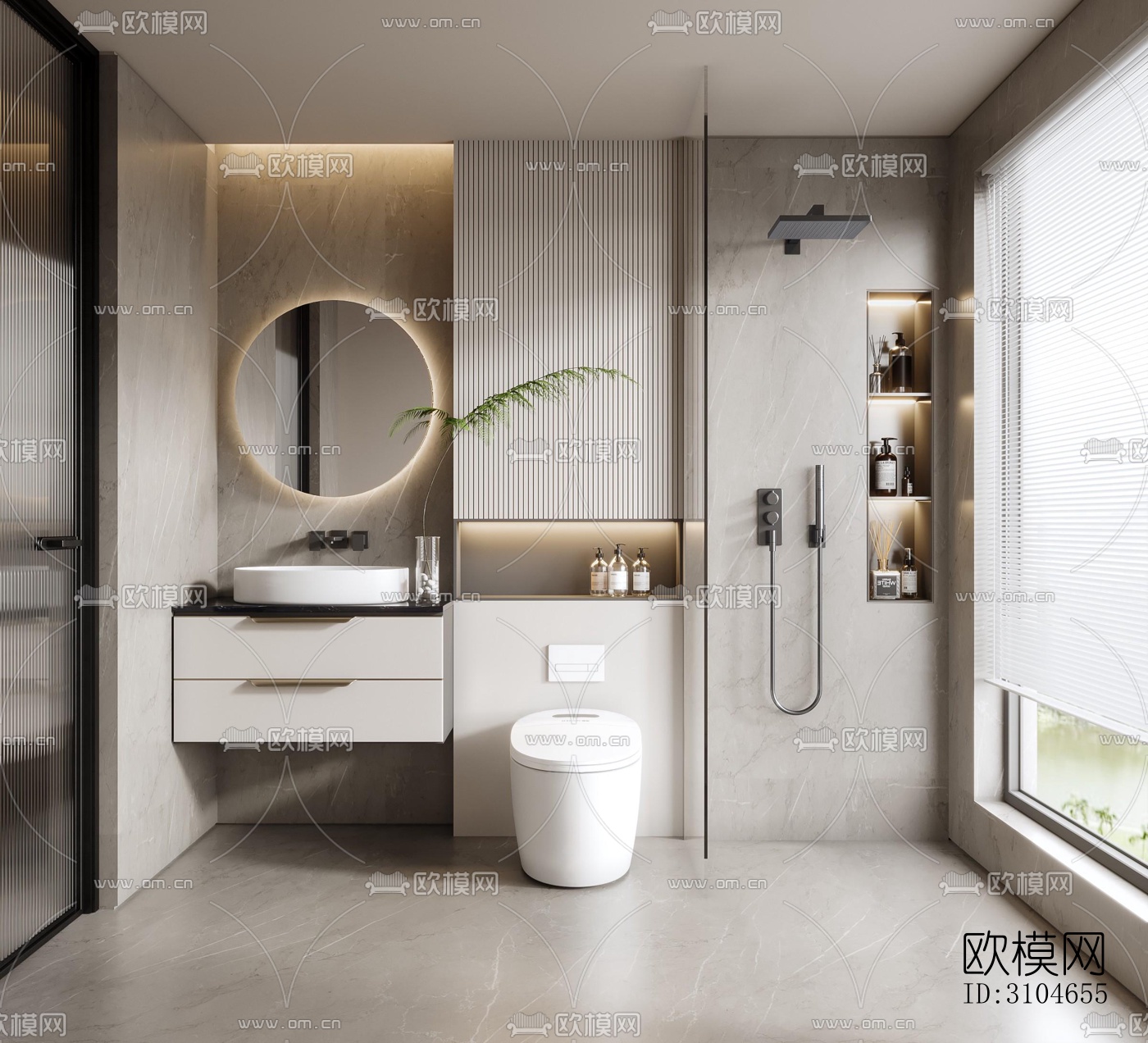 现代卫生间效果图下载（渲染图2）