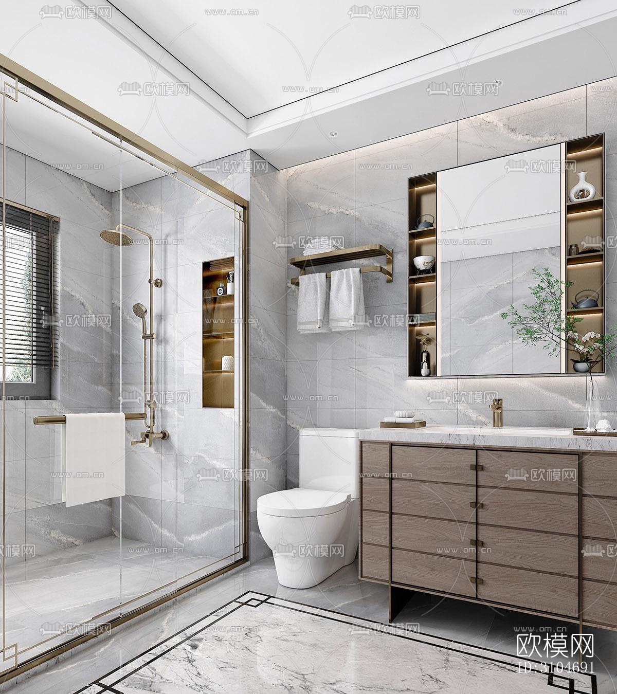 现代卫生间效果图下载（渲染图3）