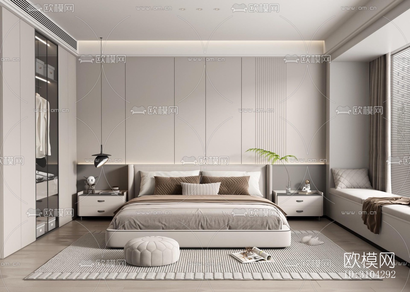 现代卧室效果图下载（渲染图4）